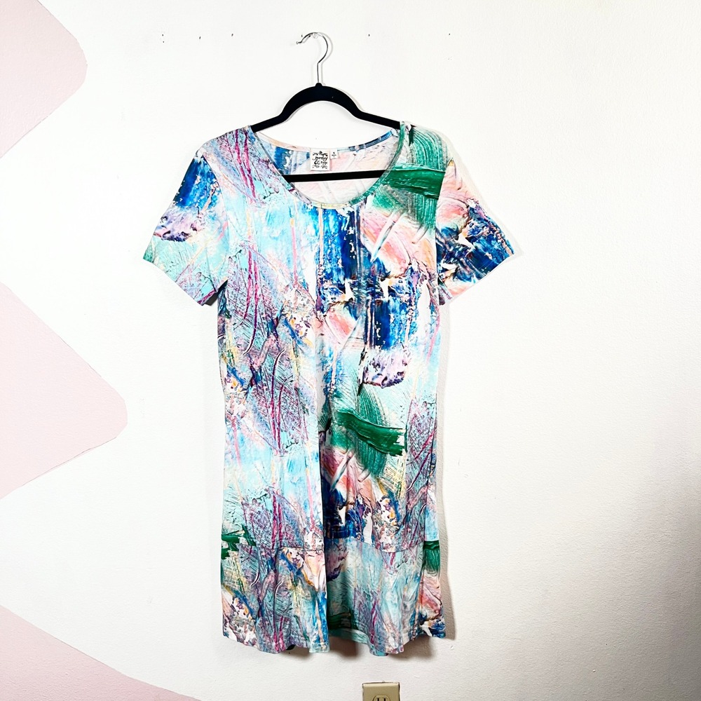 Parsley & Sage T Shirt Dress Womens‎ Small Abstract Artsy Pockets Art To Wear